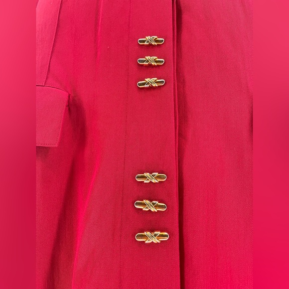 VTG 1980s Cranberry Long Sleeve Wool Shift Midi Dress / Blazer Dress - Picture 7 of 16